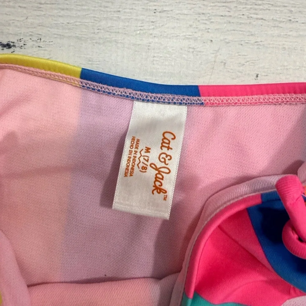 Cat & Jack girls colorful bright two piece swimsuit medium 7/8